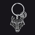 Viking Wolf Head Keychain Amulet for Men