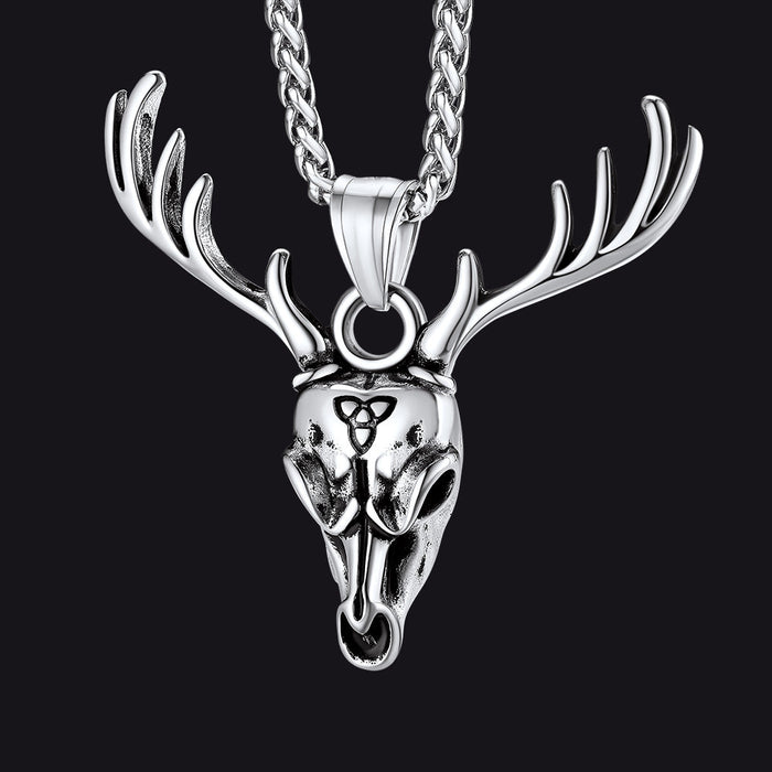 Viking Deer Necklace With Celtic Knot Christmas Gift for Men Women