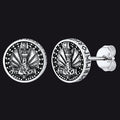 Viking Thor's Hammer Stud Earrings With Runes in Sterling Silver