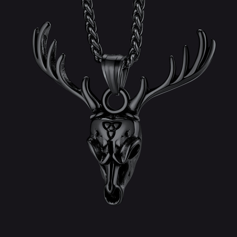 Viking Deer Necklace With Celtic Knot Christmas Gift for Men Women
