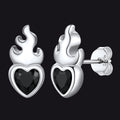 Sterling Silver Sacred Heart Flame Birthstone Earrings