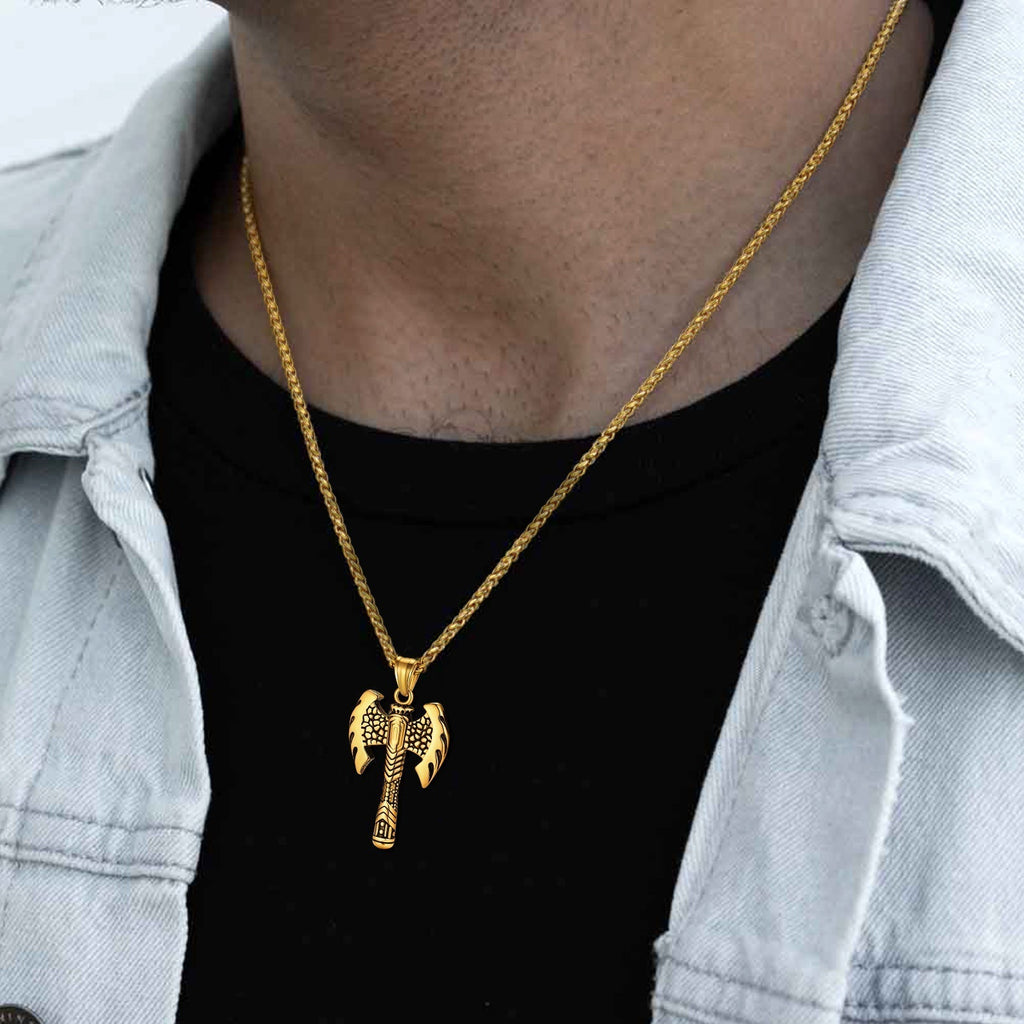 Norse Viking Solid Axe of Perun Necklace Amulet
