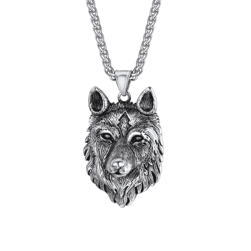 Viking Wild Wolf Pendant Necklace Norse Jewelry For Men
