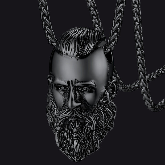 Nordic Viking Head Necklace Amulet Jewelry for Men Boys