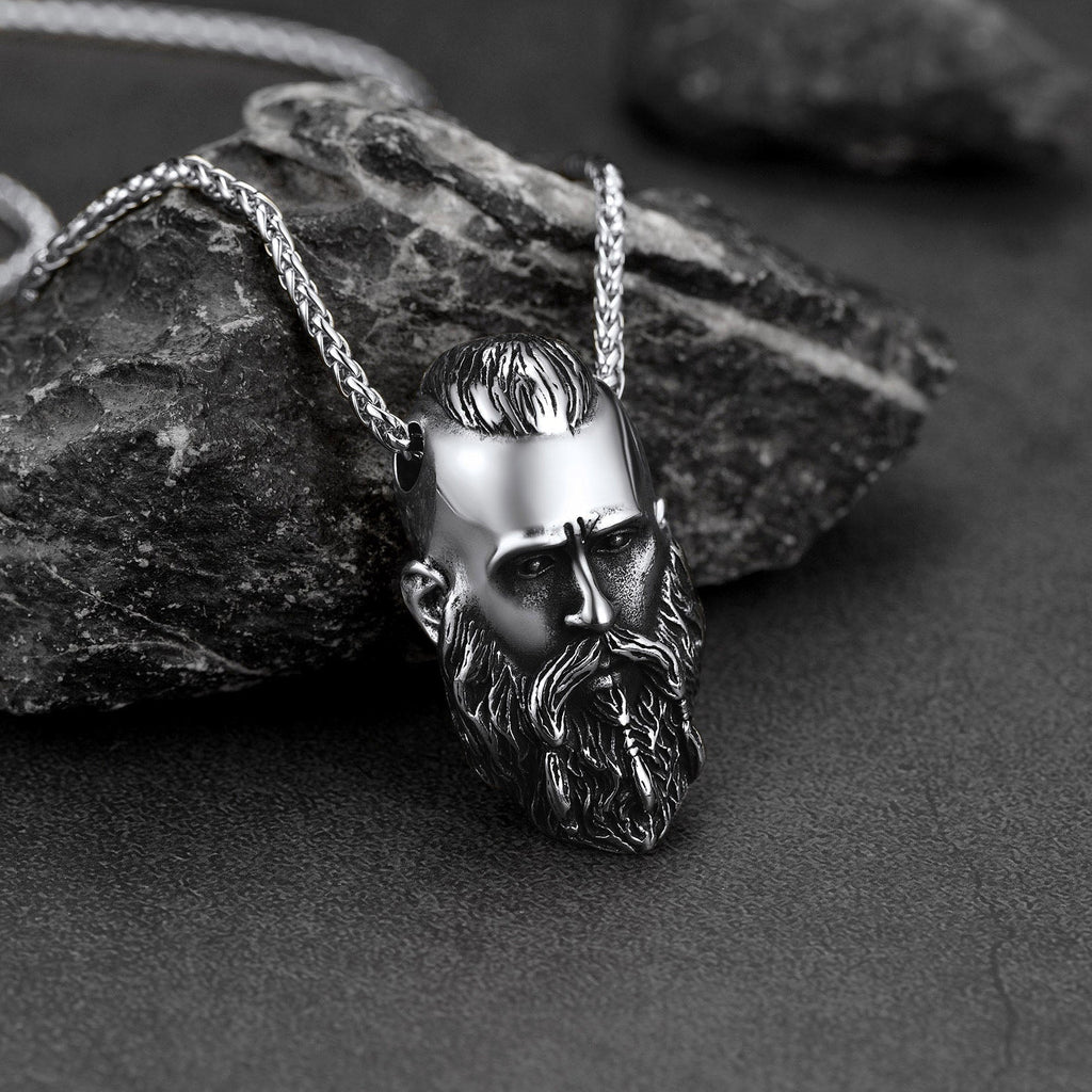 Nordic Viking Head Necklace Amulet Jewelry for Men Boys