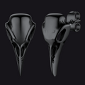 Gothic Raven Skull Stud Earring for Men