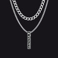 Cuban Chain & Viking Runes Bar Layered Necklaces Set for Men