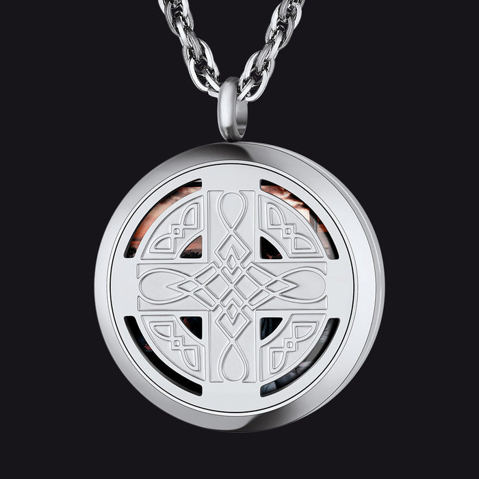 Custom Picture Celtic Knot Cross Locket Aromatherapy Essential Oil Necklaces for Men