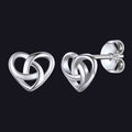 Sterling Silver Celtic Knot Heart Stud Earrings for Women Girl