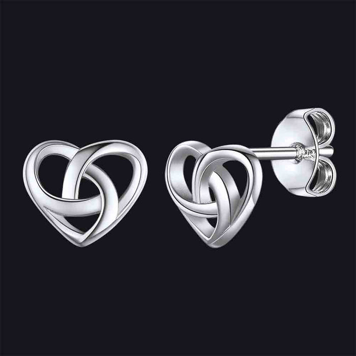 Sterling Silver Celtic Knot Heart Stud Earrings for Women Girl
