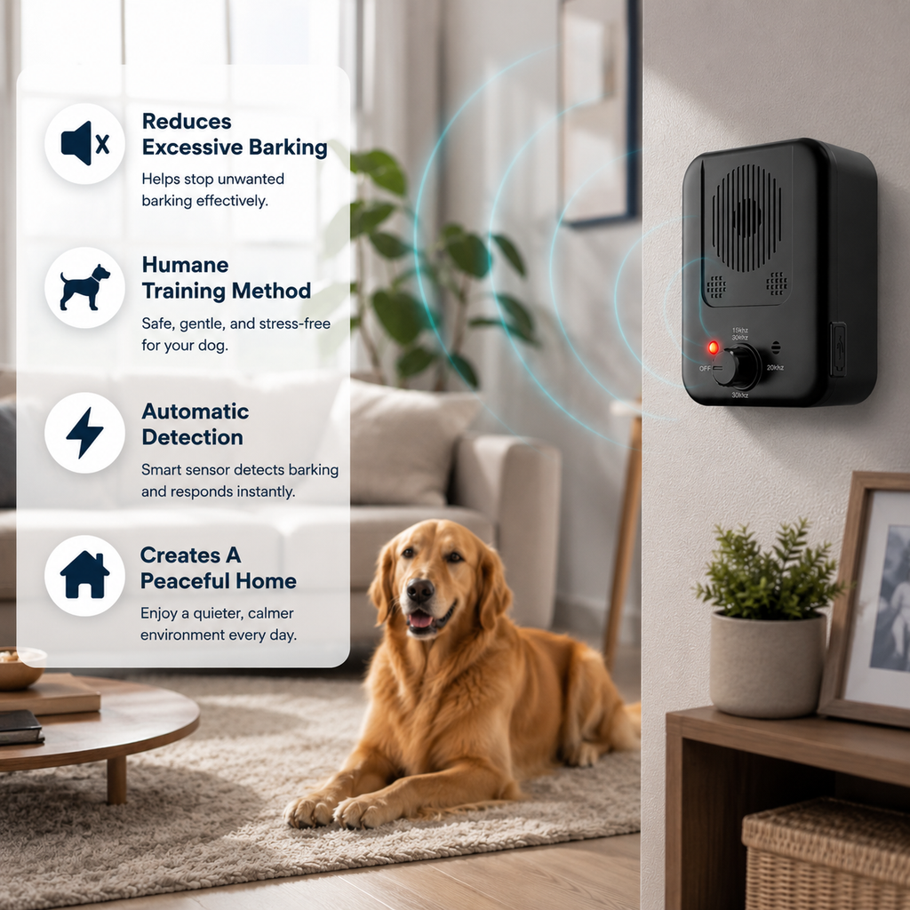 QuietGuard | Anti Barking Device with Ultrasonic Sound Technology | Effective Dog Bark Stopper for Peaceful Homes