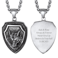 Engraved Viking Nordic Wolf Necklace Amulet Pendant for Men Women