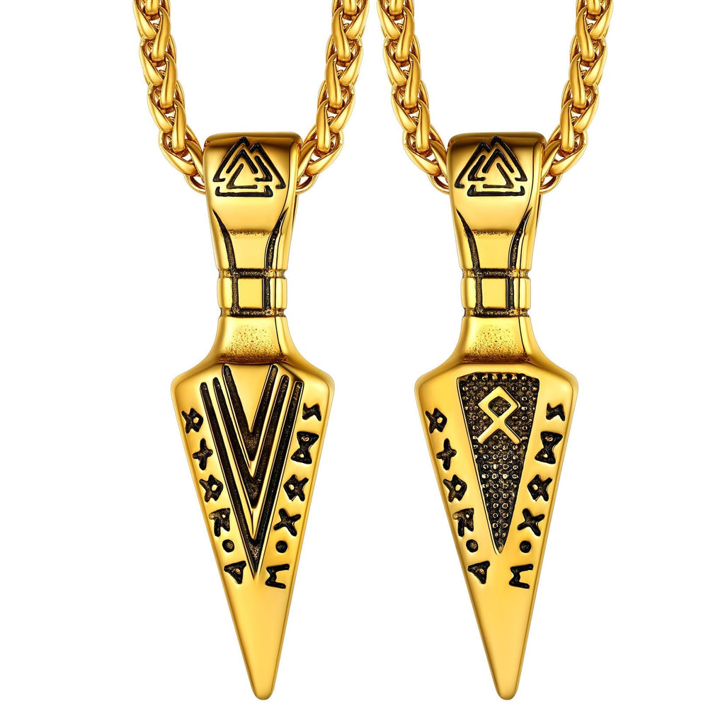 Viking Odin Gungnir Sword Necklace with Runes For Men
