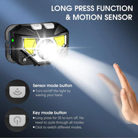 Rechargeable Headlamp Flashlight with Motion Sensor | Ultra-Bright LED for Outdoor Adventures