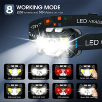 Rechargeable Headlamp Flashlight with Motion Sensor | Ultra-Bright LED for Outdoor Adventures