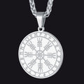 Viking Norse Runes Compass Necklace Amulet Pendant for Men