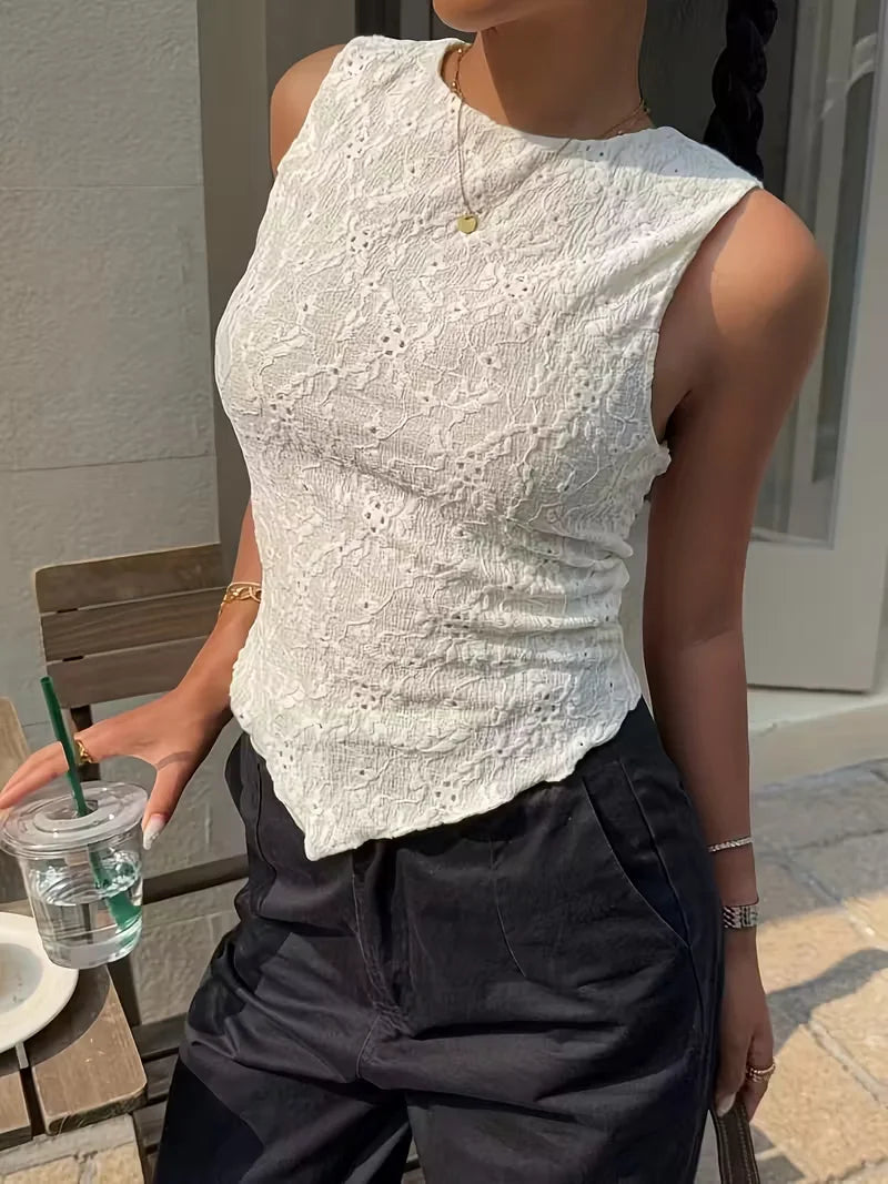 Lace Layered Asymmetrical Top