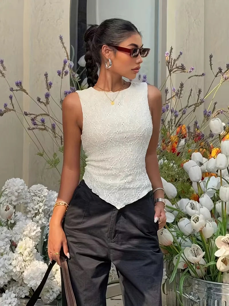 Lace Layered Asymmetrical Top