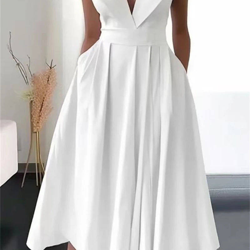 Women's Elegant Evening Cocktail Maxi Dresses 2025 High Waisted Deep V-Neck Sexy Dress For Woman Party Wedding Guest