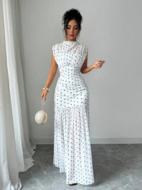 Dresses for Women Summer New Sleeveless Boat Neck Women Dress Elegant Slim Dot Dress Women Vestidos De Verano Mujer