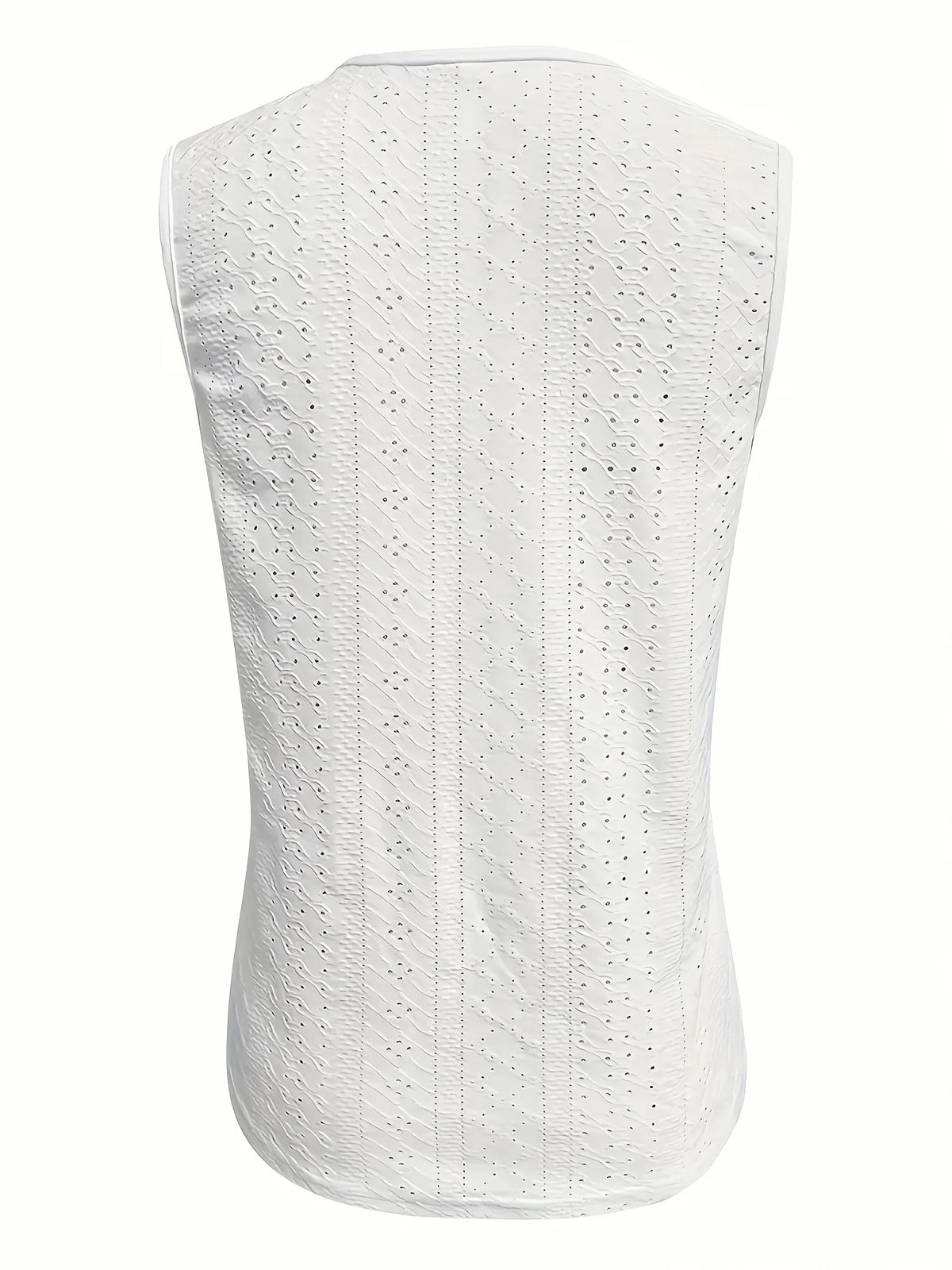 Women's Eyelet Embroidery Tank Top Symmetrical Straps with Buckle V Neck Casual Sleeveless Cami Tops