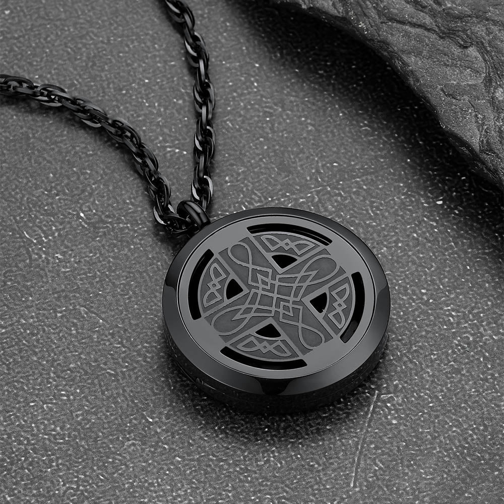 Custom Picture Celtic Knot Cross Locket Aromatherapy Essential Oil Necklaces for Men