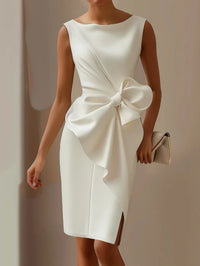 2026 New Fashion Bow Hip Cover Dress Women Summer Sexy And Elegant Solid Color Lace-up Pleated Sleeveless Dresses For Women