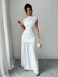 Dresses for Women Summer New Sleeveless Boat Neck Women Dress Elegant Slim Dot Dress Women Vestidos De Verano Mujer