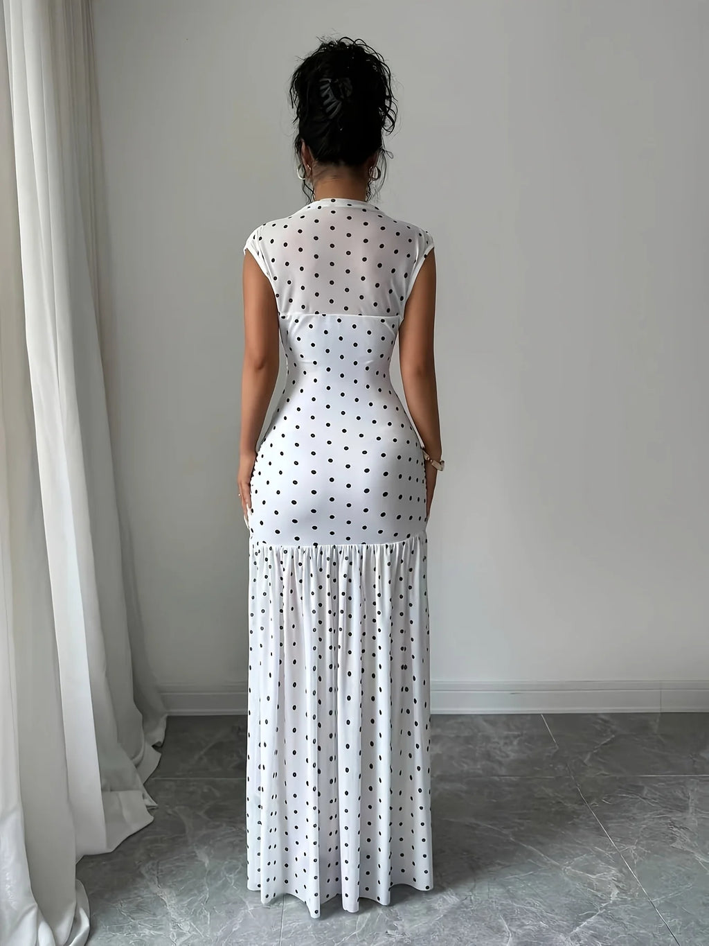 Dresses for Women Summer New Sleeveless Boat Neck Women Dress Elegant Slim Dot Dress Women Vestidos De Verano Mujer