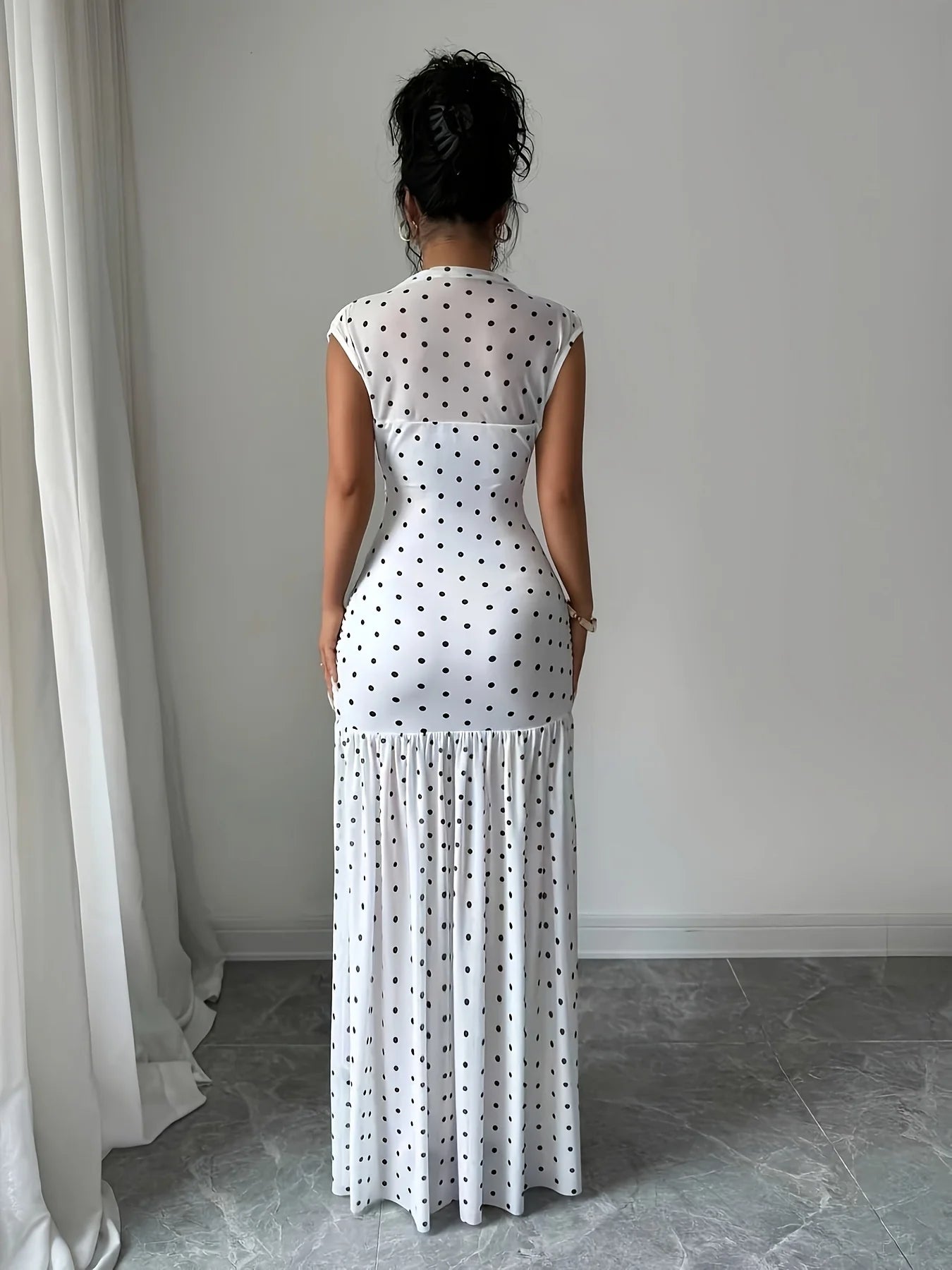 Dresses for Women Summer New Sleeveless Boat Neck Women Dress Elegant Slim Dot Dress Women Vestidos De Verano Mujer