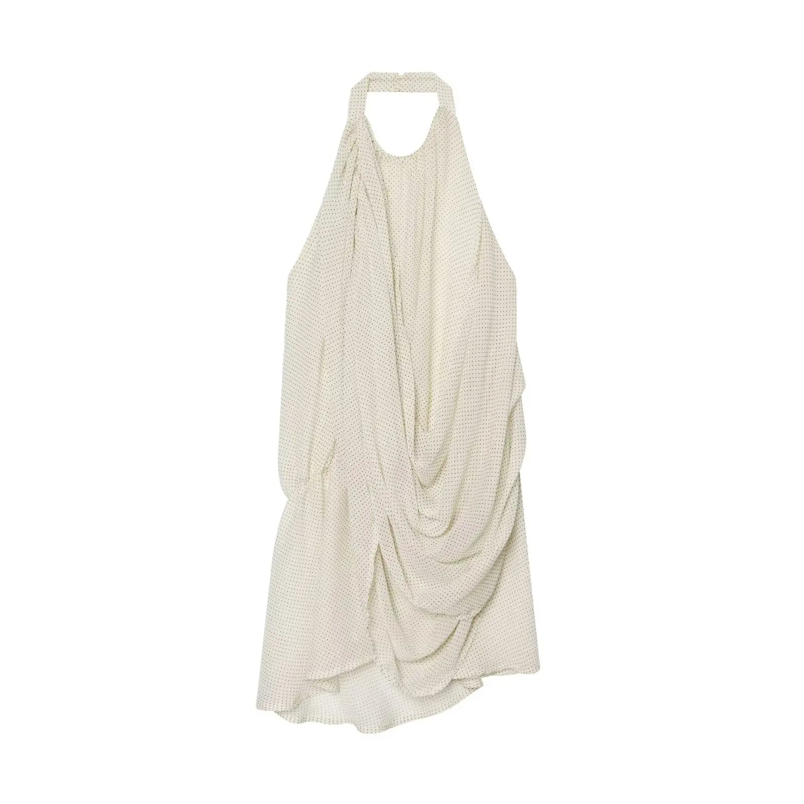 HH Y2K Retro Mini Polka Dot Halter Cami Cowl Neck Ruched Asymmetric Hem Sleeveless Chiffon Tank  Summer Festival Club Sreetwear