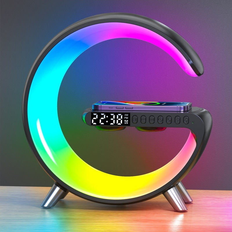 Smart Hub | Wireless Charger with Bluetooth Audio & Clock | Stylish Charging Station for Home and Office