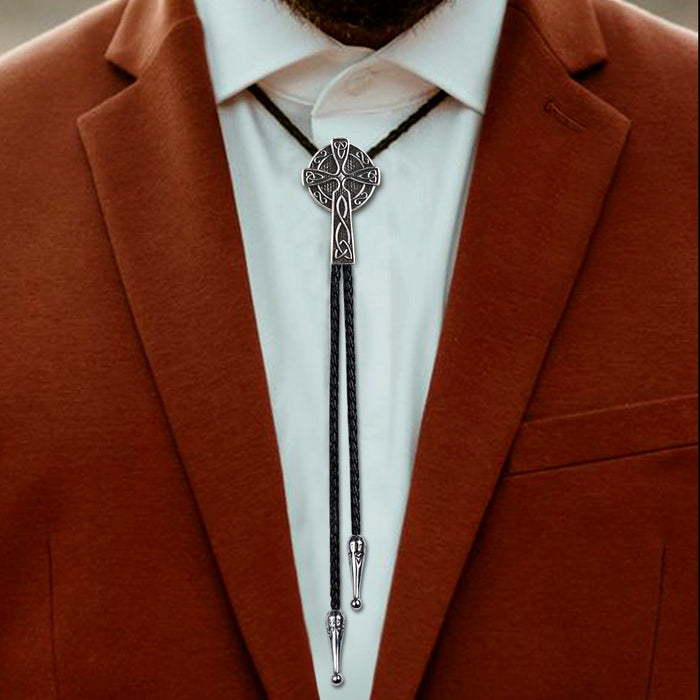 Irish Celtic Cross Knot Bolo Tie for Men Women