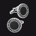 Men's Black Onyx Cufflinks with Viking Rune