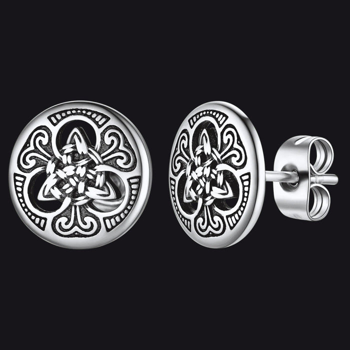 Round Irish Celtic Knot Stud Earrings For Men