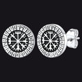 Norse Viking Compass Vegvisir Stud Earrings For Men