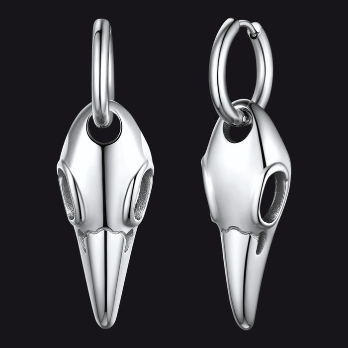Gothic Raven Skull Dangle Hoop Earrings for Men Women