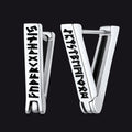 Triangle Huggie Hoop Earrings with Viking Runes For Men