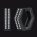 Hexagon Viking Diamond Hoop Earrings With Runes for Men