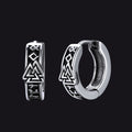 Viking Valknut Hoop Earrings with Rune for Men Stainless Steel