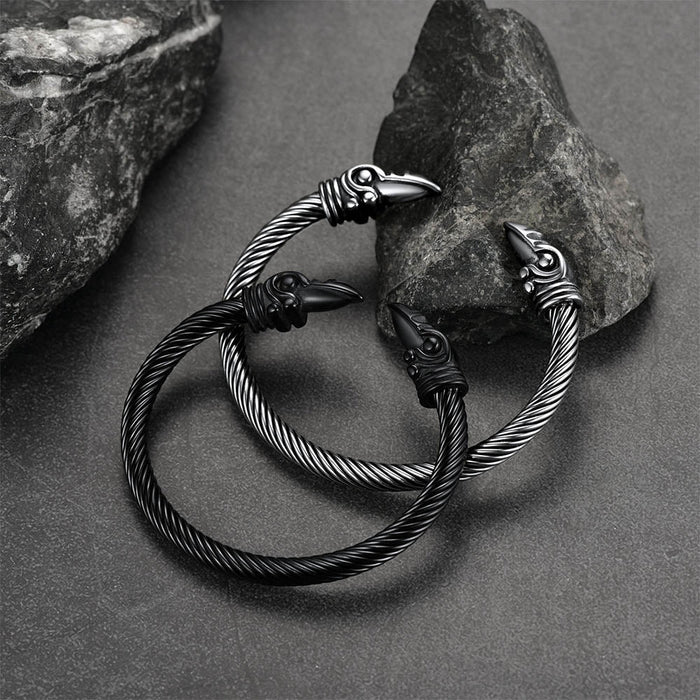 FaithHeart Viking Raven Cuff Bracelet Bangle for Men