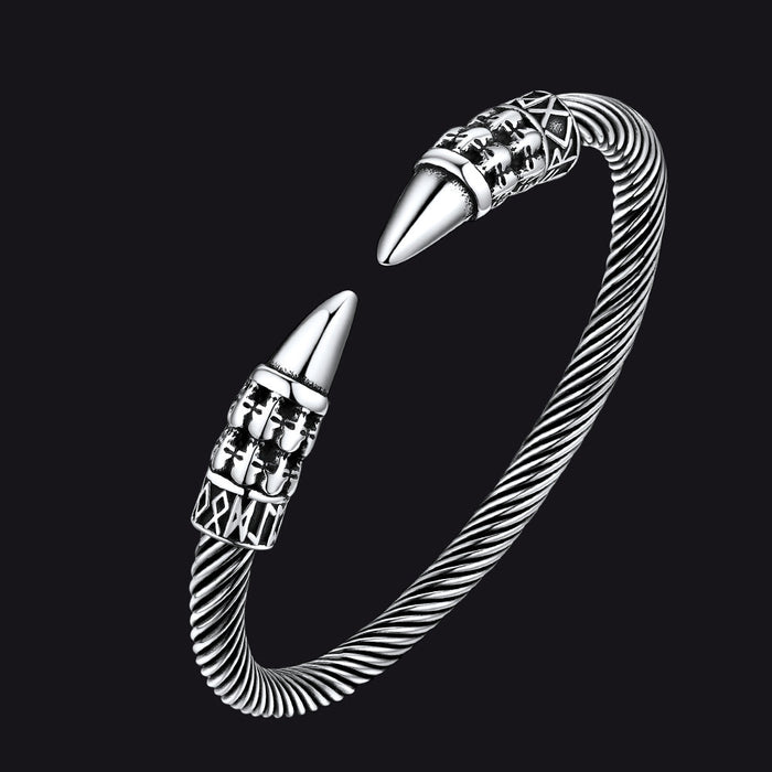 Viking Runes Skull Arm Ring Dangle Bracelet for Men