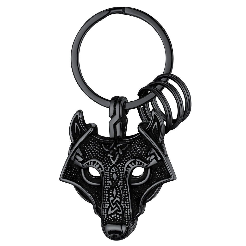 Viking Wolf Head Keychain Amulet for Men