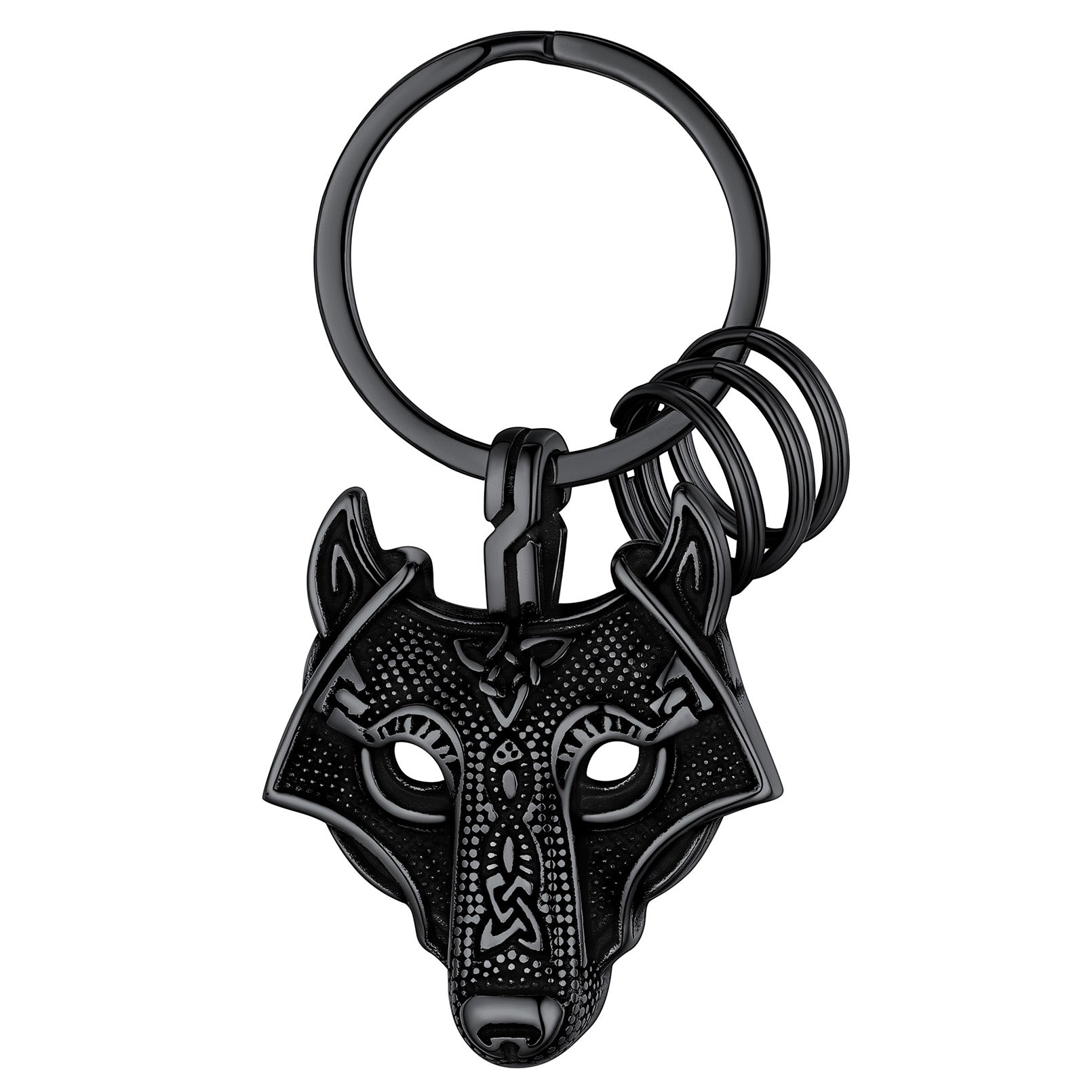 Viking Wolf Head Keychain Amulet for Men