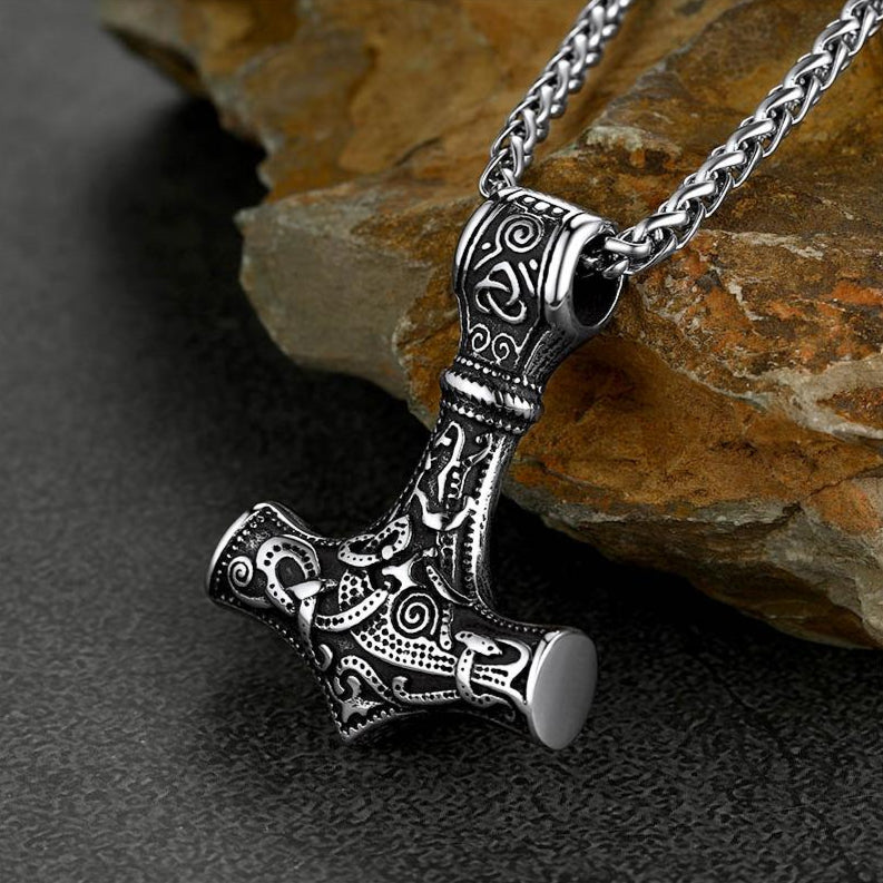 Norse Viking Thor's Hammer Necklace Mjolnir Pendant for Men