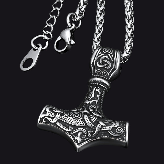 Norse Viking Thor's Hammer Necklace Mjolnir Pendant for Men
