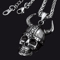 Viking Helmet Skull Pendant Necklace For Men