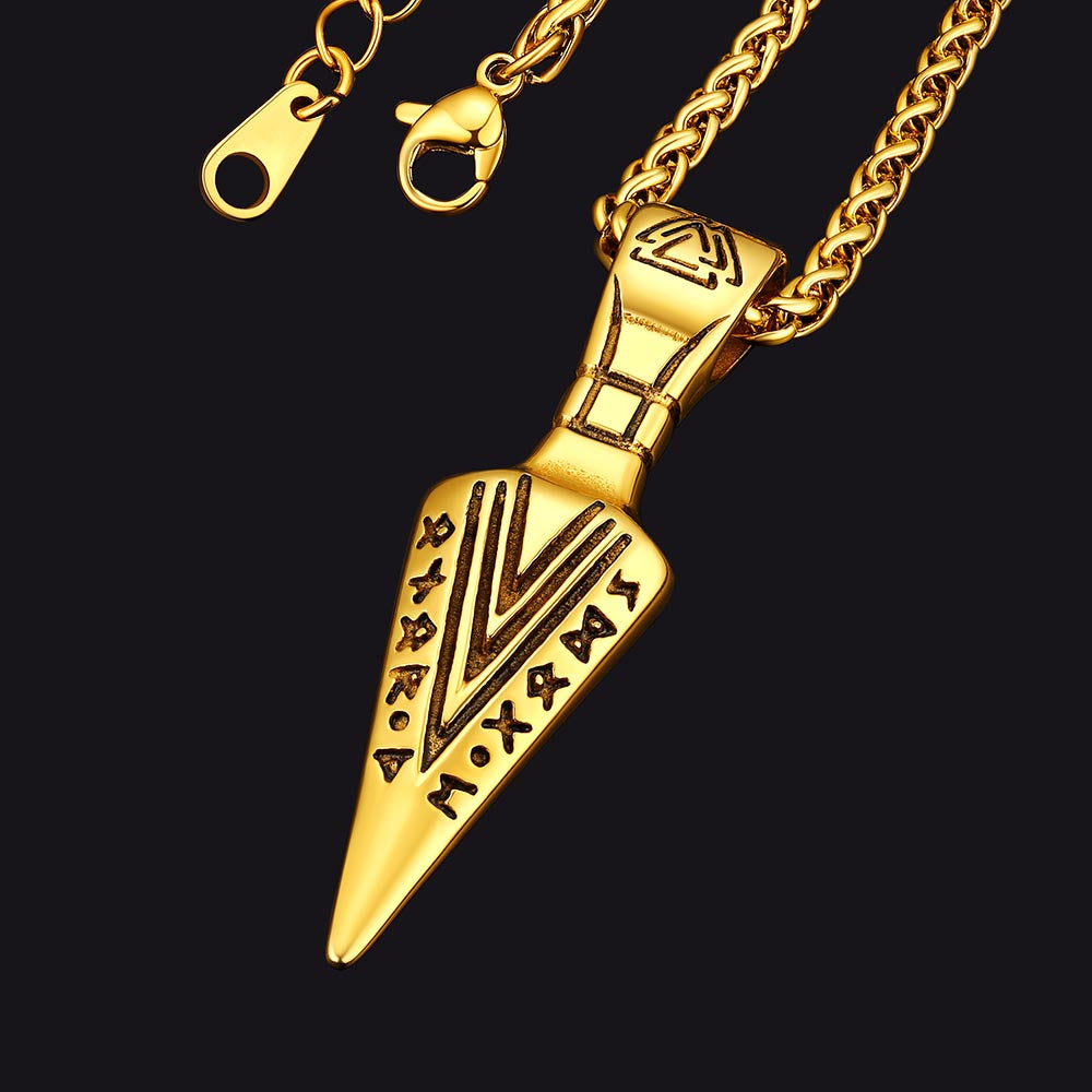Viking Odin Gungnir Sword Necklace with Runes For Men