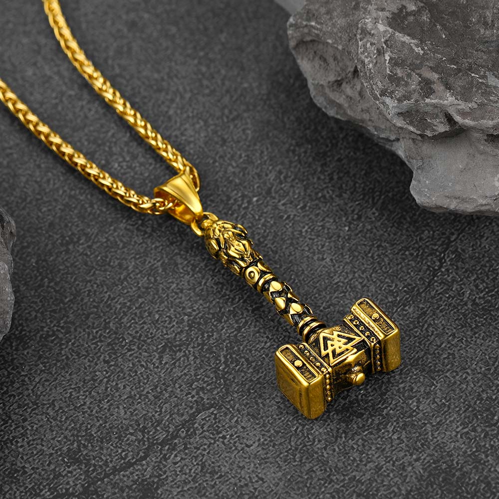 Thor's Hammer Mjolnir Necklace Viking Charm For Men