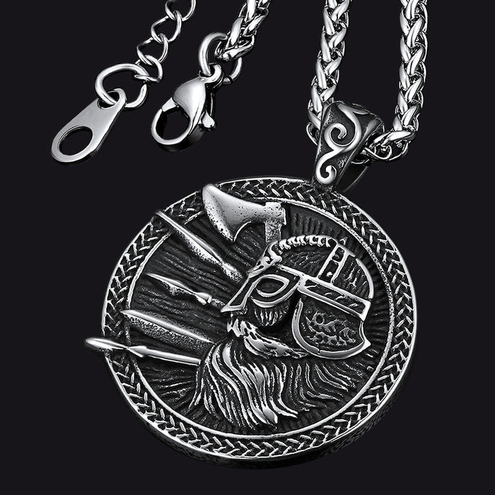 Norse Viking Odin Warrior Pendant Necklace for Men